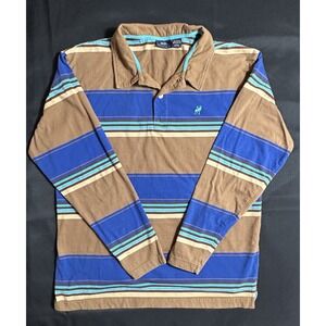 Vintage Striped Long Sleeve Rugby Polo Baileys Point Y2K Preppy Mens Lg.